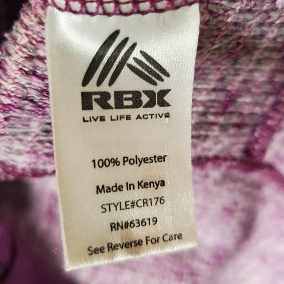 RBX Magenta Waffle Knit Fleece Cowl Neck Activewear Pullover Thumbholes sz M/L - Picture 8 of 8